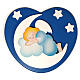 Dark blue heart-shaped ornament with blue sleeping angel, wood, Azur Loppiano, 10x10 in s1
