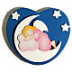 Dark blue heart-shaped ornament with pink sleeping angel, wood, Azur Loppiano, 10x10 in s1