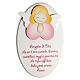 Oval wooden ornament with pink praying angel, Azur Loppiano, 9x6 in s1