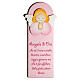 Pink picture of praying angel with ITA prayer, wood, Azur Loppiano, 12x5 in s1