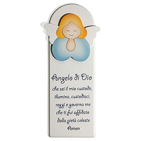 Enfeite com anjo azul e oração ITA madeira Azur Loppiano 30x10 cm