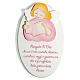 Oval wooden ornament with pink reading angel, Azur Loppiano, 9x6 in s1