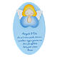 Oval blue ornament with blue reading angel, wood, Azur Loppiano, 9x5 in s1
