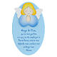 Oval blue ornament with blue reading angel, FRE prayer, Azur Loppiano, 9x6 in s1