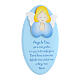 Oval blue ornament with blue reading angel, FRE prayer, Azur Loppiano, 9x6 in s2