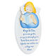 Oval ornament with blue reading angel, FRE prayer, Azur Loppiano, 9x6 in s2