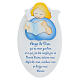Obrazek Anioł Boży błękitny, tło białe, modlitwa j. francuski, Azur drewno 22x14 cm s1