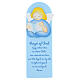 Blue picture of reading angel with ENG prayer, wood, Azur Loppiano, 12x4 in s1