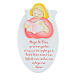 Oval ornament with pink reading angel, FRE prayer, Azur Loppiano, 9x6 in s1