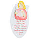 Oval ornament with pink reading angel, FRE prayer, Azur Loppiano, 9x6 in s2