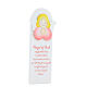 White picture of pink praying angel with ENG prayer, wood, Azur Loppiano, 12x4 in s2