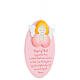 Oval pink ornament with pink praying angel, ENG prayer, Azur Loppiano, 9x5 in s2