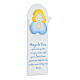 White picture of blue praying angel with FRE prayer, wood, Azur Loppiano, 12x4 in s2