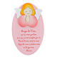 Enfeite oval cor-de-rosa com anjo cor-de-rosa lendo e oração FRA Azur Loppiano 22x14 cm s1