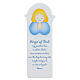 White picture of blue praying angel with ENG prayer, wood, Azur Loppiano, 12x4 in s1