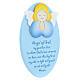 Enfeite oval azul com anjo azul orando e oração ING Azur Loppiano 22x14 cm s2