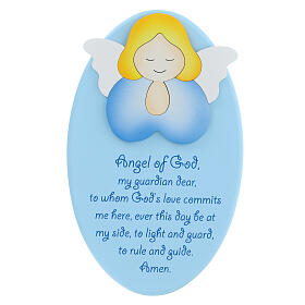 Guardian angel picture with prayer in English Azur 22x14 cm