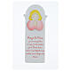 White picture of pink praying angel with FRE prayer, wood, Azur Loppiano, 12x4 in s1