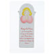 Obrazek podłużny Anioł Boży różowy, modlitwa j. francuski, tło białe 30x10 cm s1