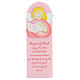 Pink picture of pink reading angel with ENG prayer, wood, Azur Loppiano, 12x4 in s1