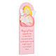 Pink picture of pink reading angel with ENG prayer, wood, Azur Loppiano, 12x4 in s2