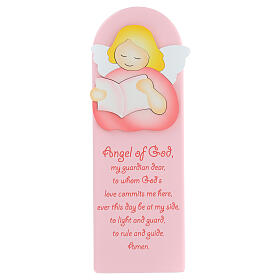 Angel of God plaque with English prayer rose Azur 30x14 cm