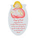 Oval ornament with pink reading angel, ENG prayer, Azur Loppiano, 9x6 in s1