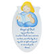 Oval ornament with blue reading angel, ENG prayer, Azur Loppiano, 9x6 in s1