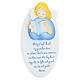 Oval ornament with blue reading angel, ENG prayer, Azur Loppiano, 9x6 in s2