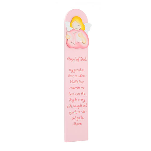 Anjo de Deus cor-de-rosa com livro ING enfeite madeira Azur Loppiano 60 cm 2