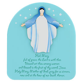 Blessed Mary welcome plaque Azur aquamarine English 22x20 cm