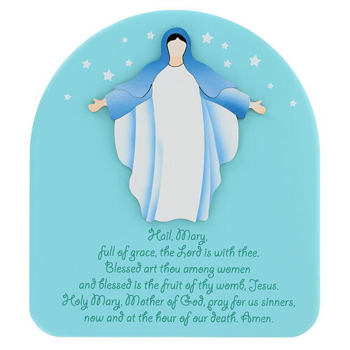 Blessed Mary welcome plaque Azur aquamarine English 22x20 cm 1