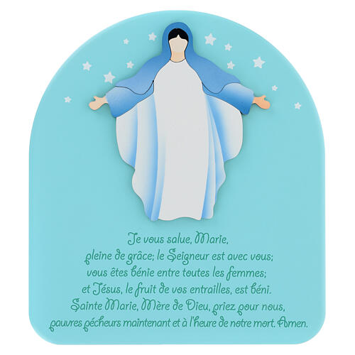 Blessed Mary welcome plaque Azur aquamarine French 22x20 cm 1