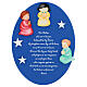 Oval blue wooden ornament with ENG Our Father prayer and angels, Azur Loppiano, 12x9 in s1
