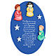 Oval blue wooden ornament with FRE Our Father prayer and angels, Azur Loppiano, 12x9 in s2