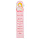 Pink painting of reading angel with FRE prayer, wood, Azur Loppiano, 24x5 in s1