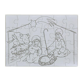 Colouring puzzle of the Nativity Scene by Azur Loppiano, large pieces, 12x16 in