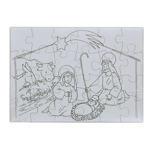 Puzzle da colorare Natività Azur Loppiano tessere grandi 30x40 cm 1