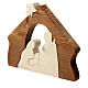 Nativity Holy Family scene in two-tone natural wood Azur Loppiano 20X20X5 cm s6