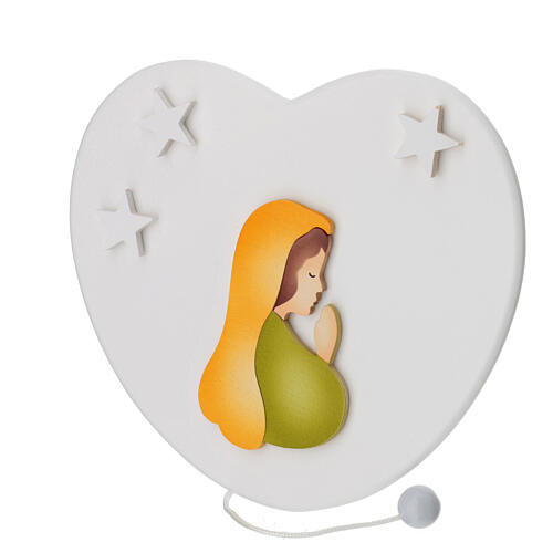 Our Lady of the Heart music box with yellow mantle, 15.5x17 cm Azur Loppiano 2