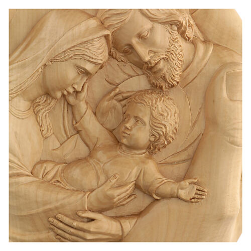 Bas-relief depicting the Holy Family enclosed in hands 40x40x5 cm 2