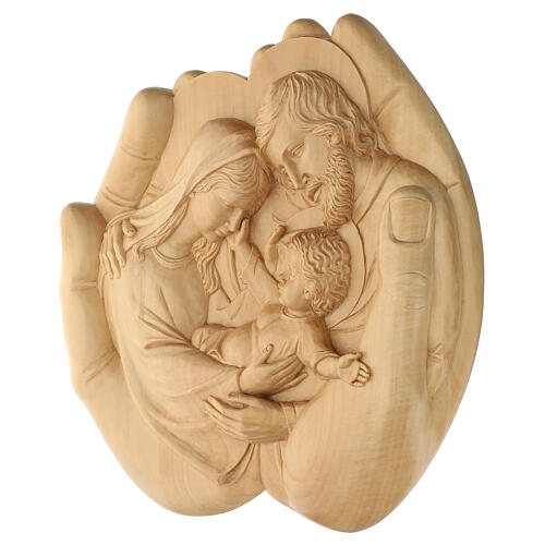 Bas-relief depicting the Holy Family enclosed in hands 40x40x5 cm 4