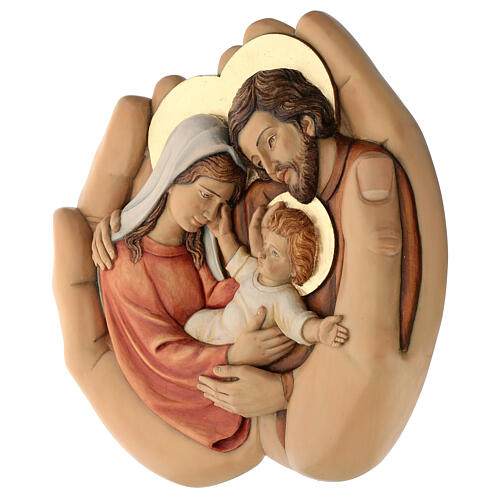 Picture depicting the Holy Family enclosed in hands 40x40x5 cm 4