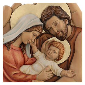 Sainte Famille dans les mains bois et couleurs à l'huile 40x40x5 cm Mato Grosso