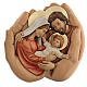 Sainte Famille dans les mains bois et couleurs à l'huile 40x40x5 cm s1