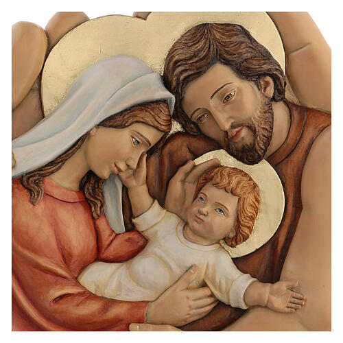 Sacra Famiglia nelle mani legno e colori a olio 40x40x5 cm Perù 2