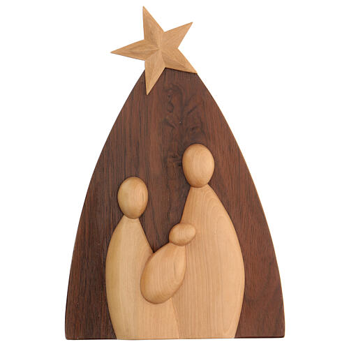 Nativity Holy Family in lenga and hand carved walnut 25x15x5 cm Peru 1