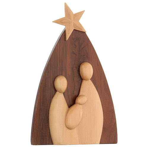 Nativity Holy Family in lenga and hand carved walnut 25x15x5 cm Peru 3