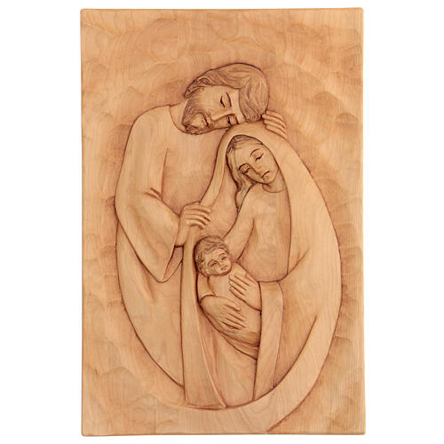 Sainte Famille sculptée à la main en lenga 30x20x5 cm 1