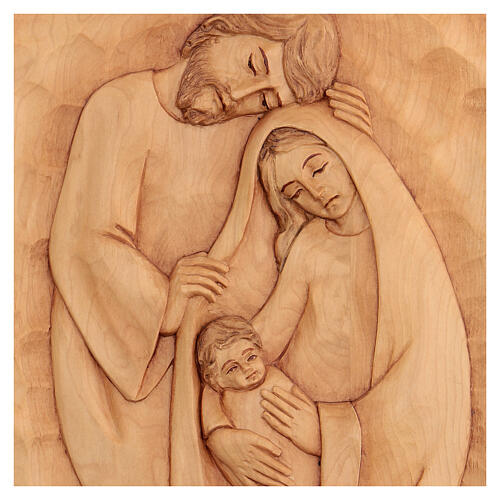Sacra Famiglia scolpito a mano in legno 30x20x5 cm Perù 2
